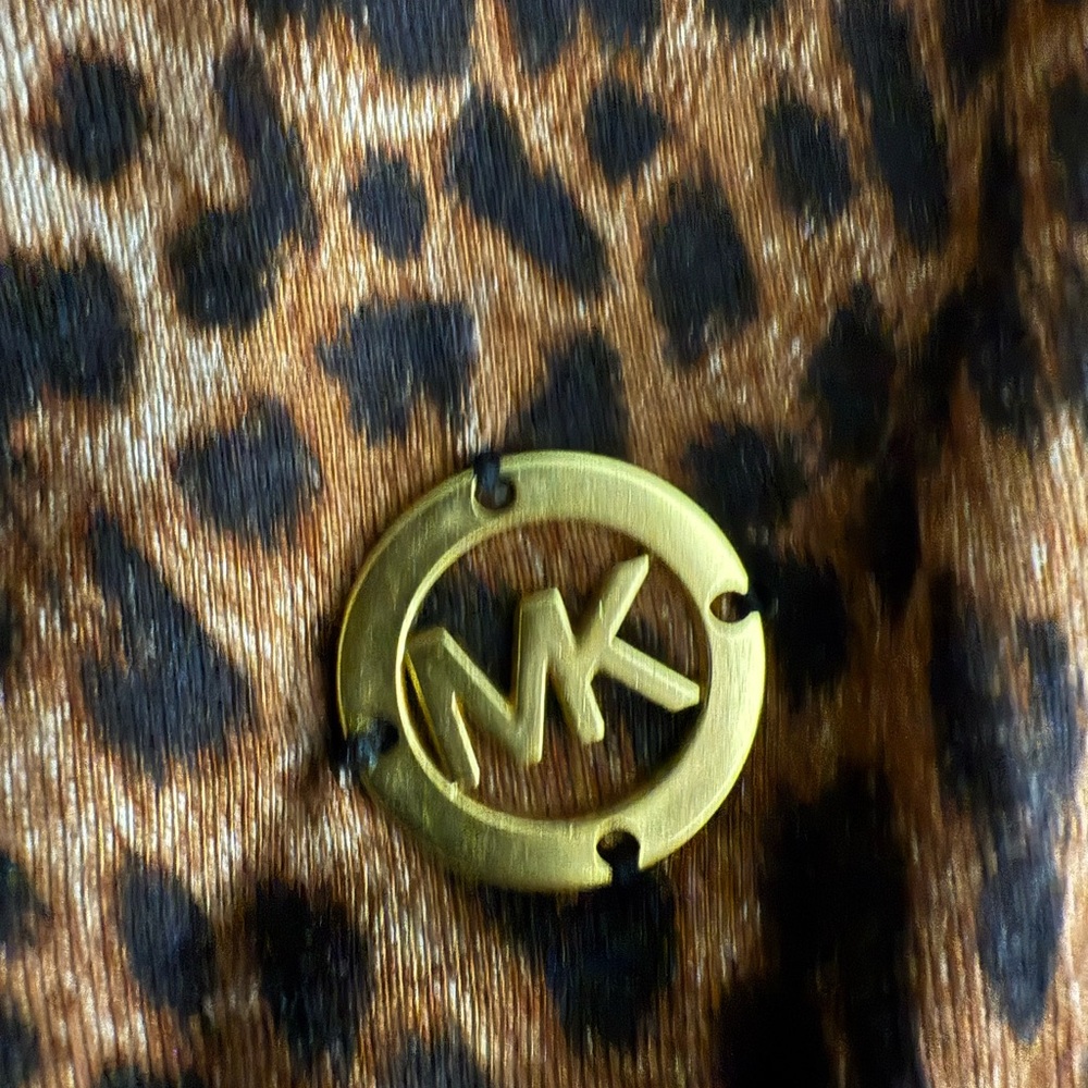 NWT Michael Kors cheetah Leopard Print Long Sleeve Top-toffee size 1x - Picture 2 of 6